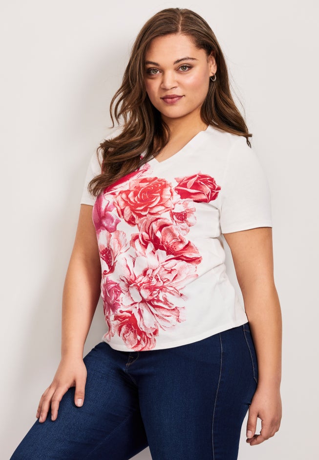 V-Neck Short Sleeve Graphic Tee image number 2