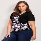 V-Neck Short Sleeve Graphic Tee image number null