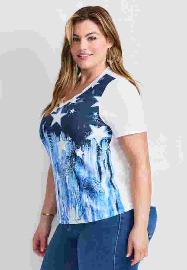 V-Neck Short Sleeve Graphic Tee image number 2