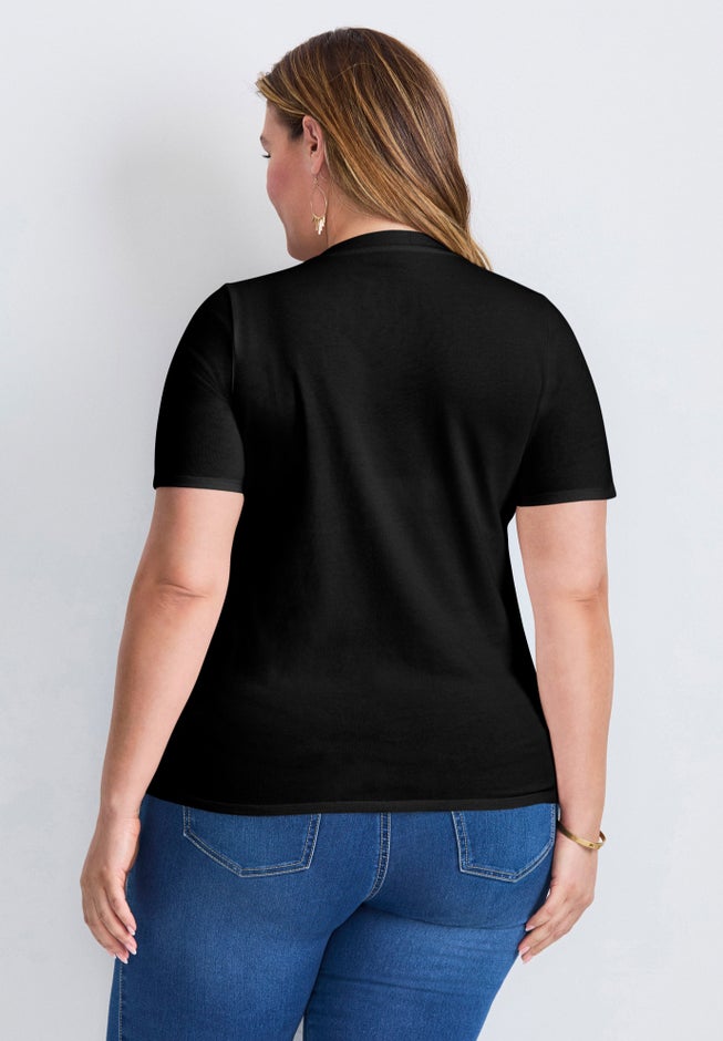 V-Neck Short Sleeve Graphic Tee image number 1