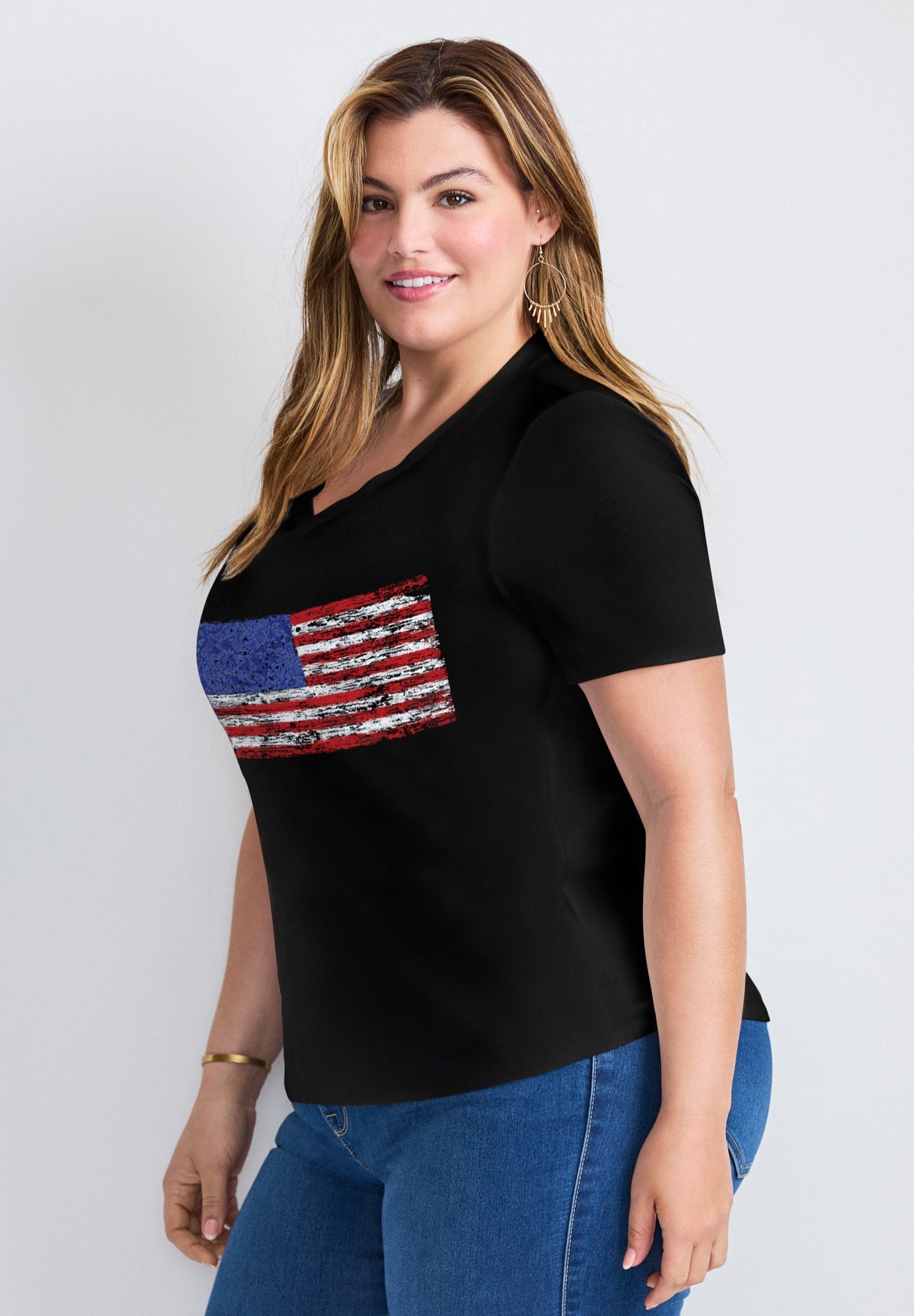 V-Neck Short Sleeve Graphic Tee image number 2