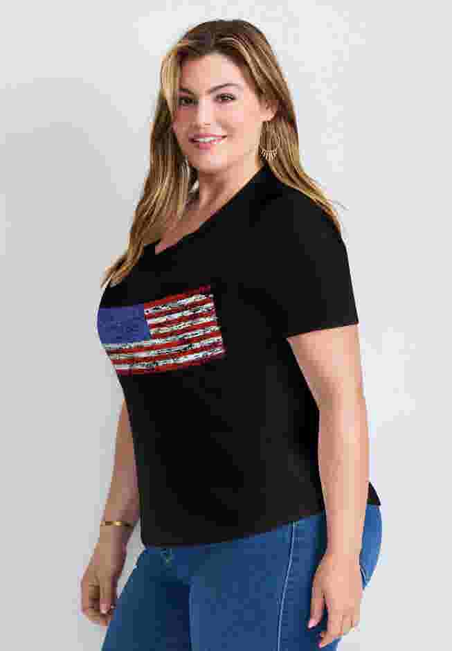 V-Neck Short Sleeve Graphic Tee image number 2
