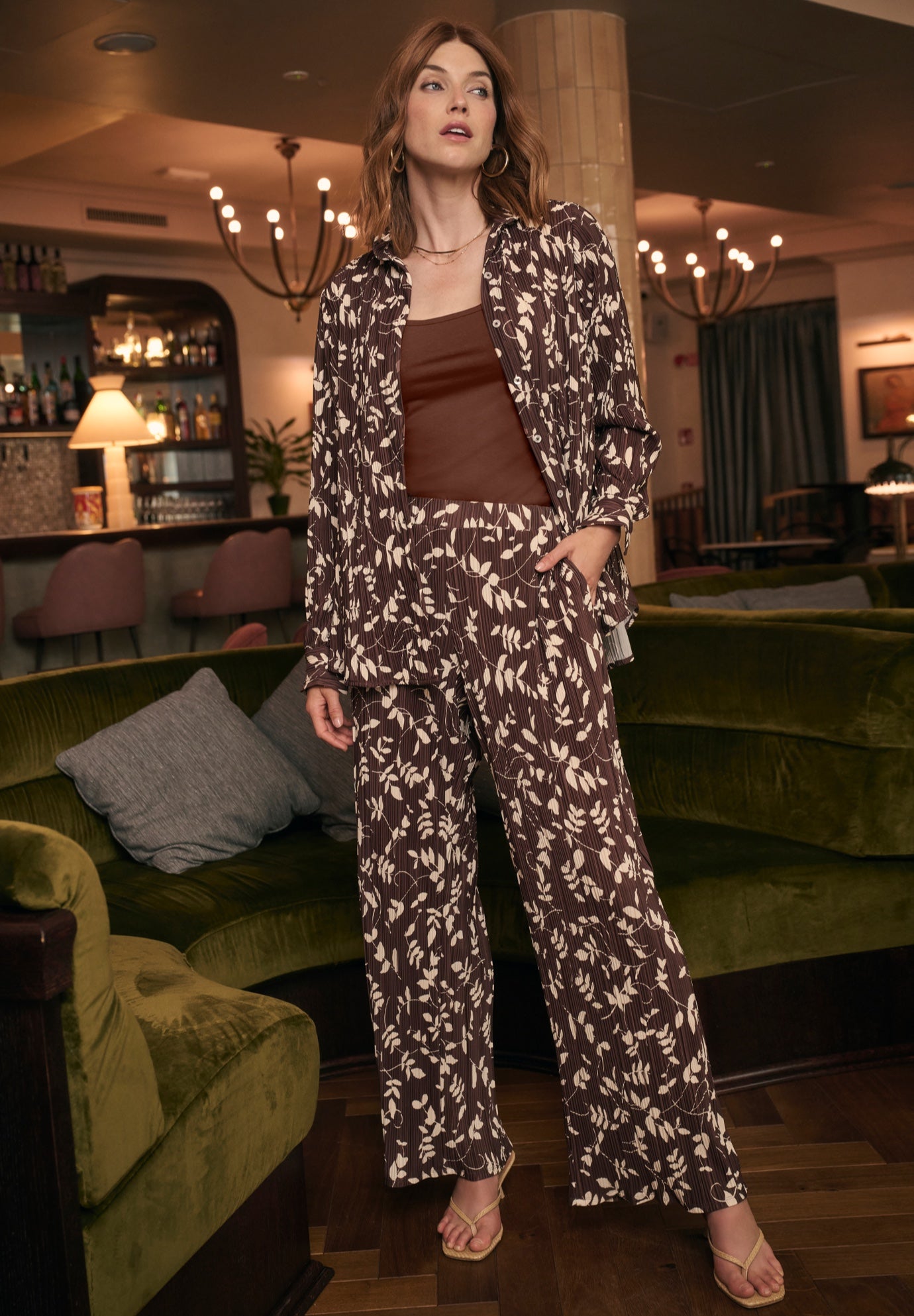 Plisse Button-Front Blouse image number 1