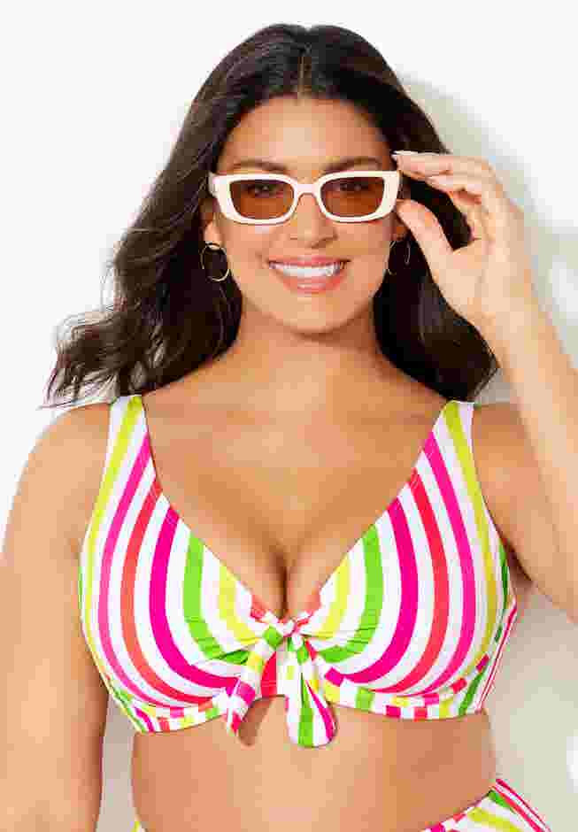 Cup Sized Tie Front Underwire Bikini Top image number 3