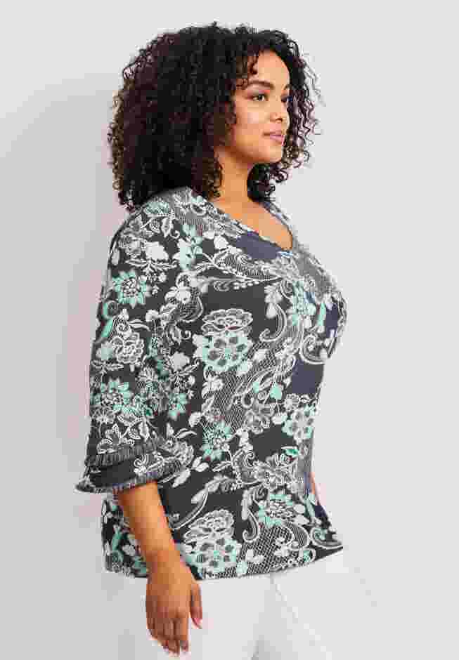 Tiered Ruffle Sleeve Top image number 2