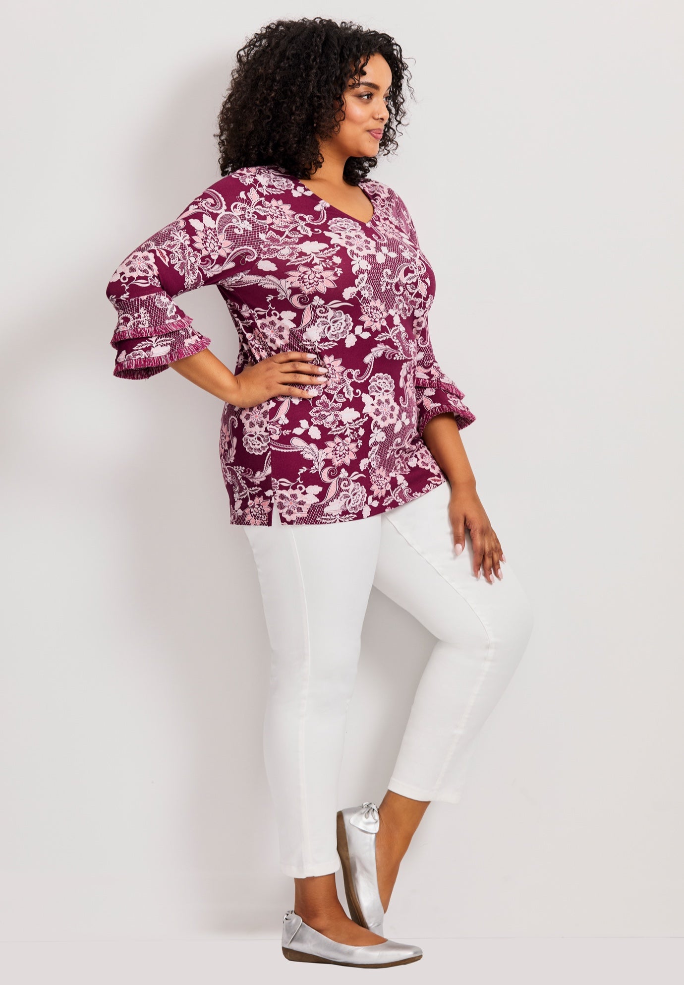 Tiered Ruffle Sleeve Top image number 2