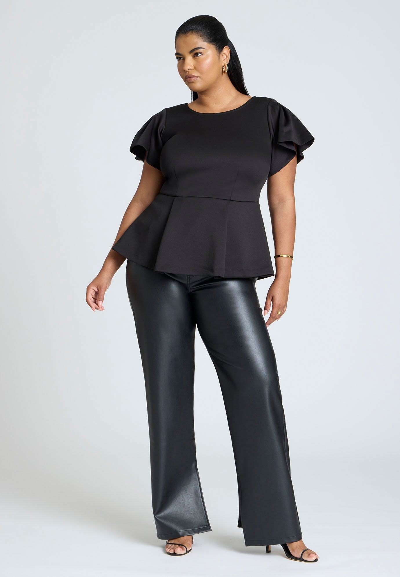Flare Sleeve Peplum Top | Dia & Co
