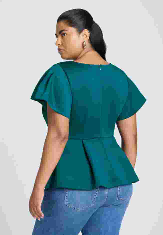 Flare Sleeve Peplum Top image number 1