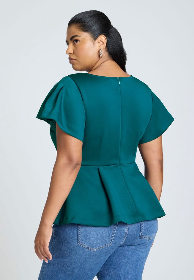 Flare Sleeve Peplum Top image number 1