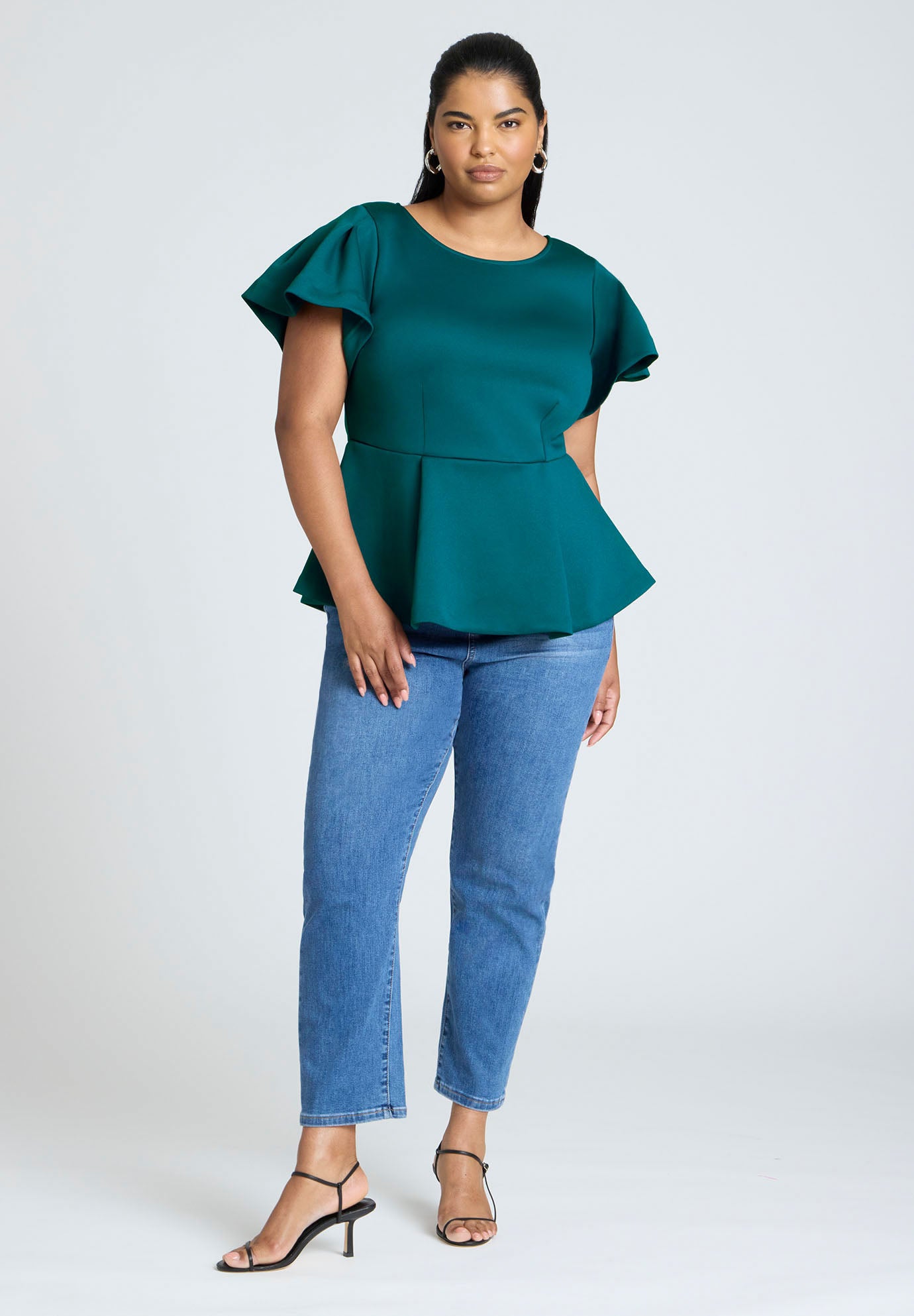 Flare Sleeve Peplum Top image number 2
