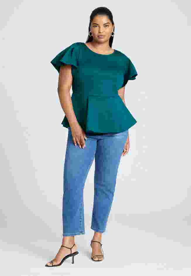 Flare Sleeve Peplum Top image number 2