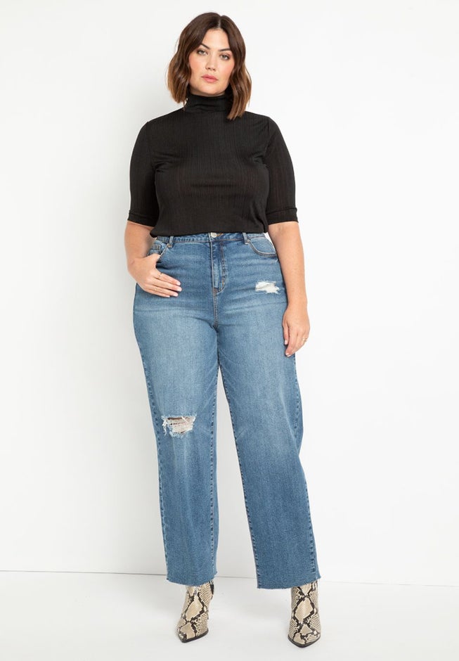 Elbow Sleeve Mock Neck Top image number null