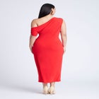 Off The Shoulder Tie Front Midi Dress image number null