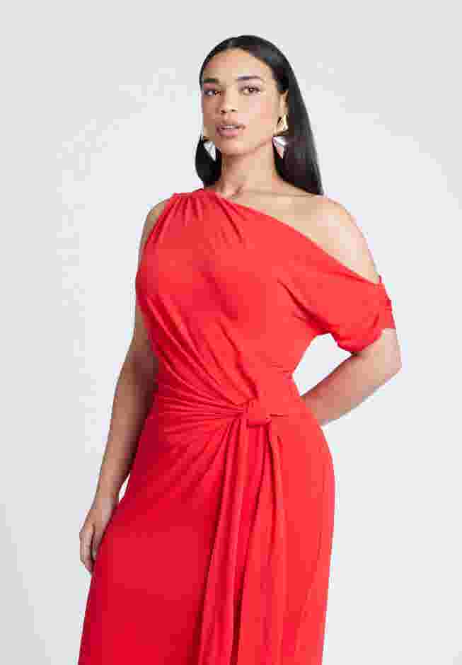Off The Shoulder Tie Front Midi Dress image number 2