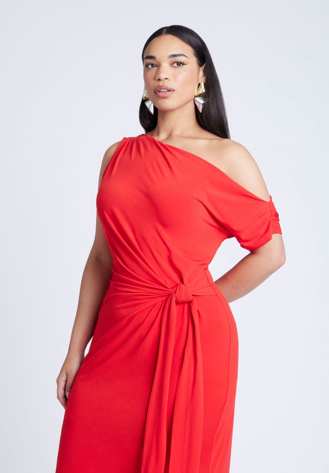 Off The Shoulder Tie Front Midi Dress image number 2