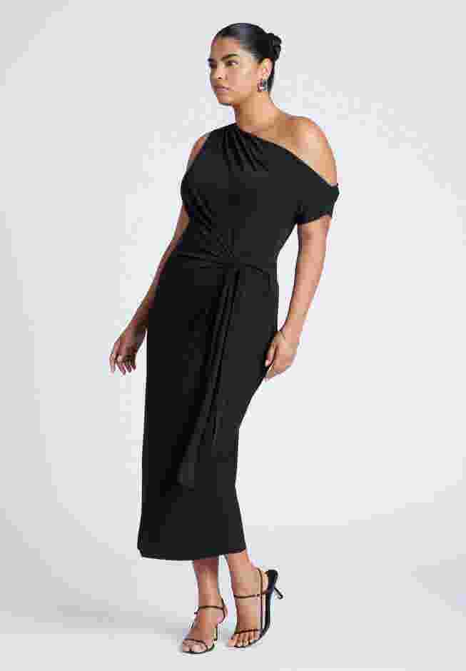 Off The Shoulder Tie Front Midi Dress image number 0
