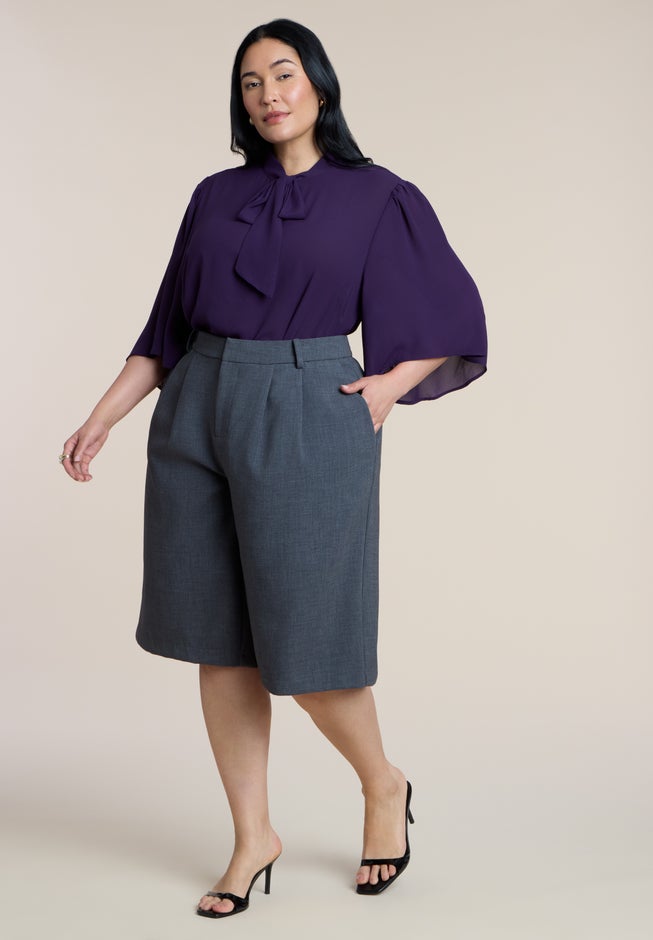 Bow Blouse With Flutter Sleeve image number 3
