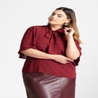 Bow Blouse With Flutter Sleeve image number null