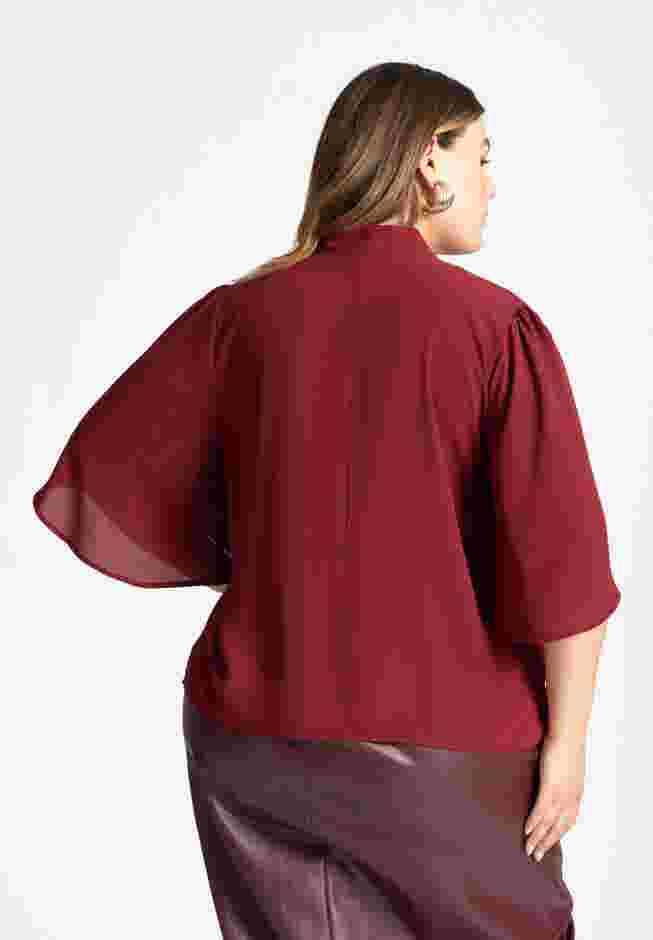 Bow Blouse with Flutter Sleeve image number 2