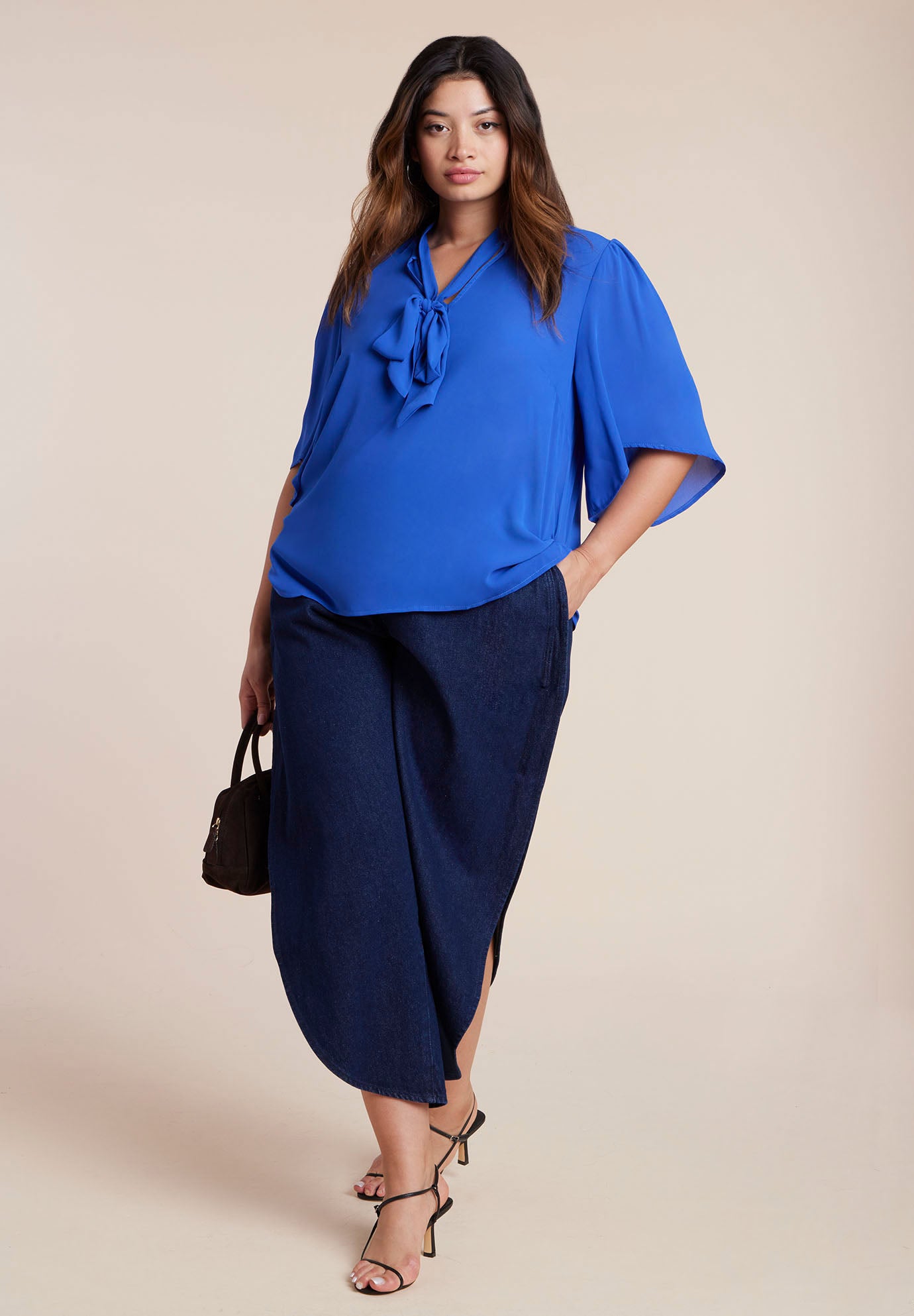 Bow Blouse With Flutter Sleeve image number 3