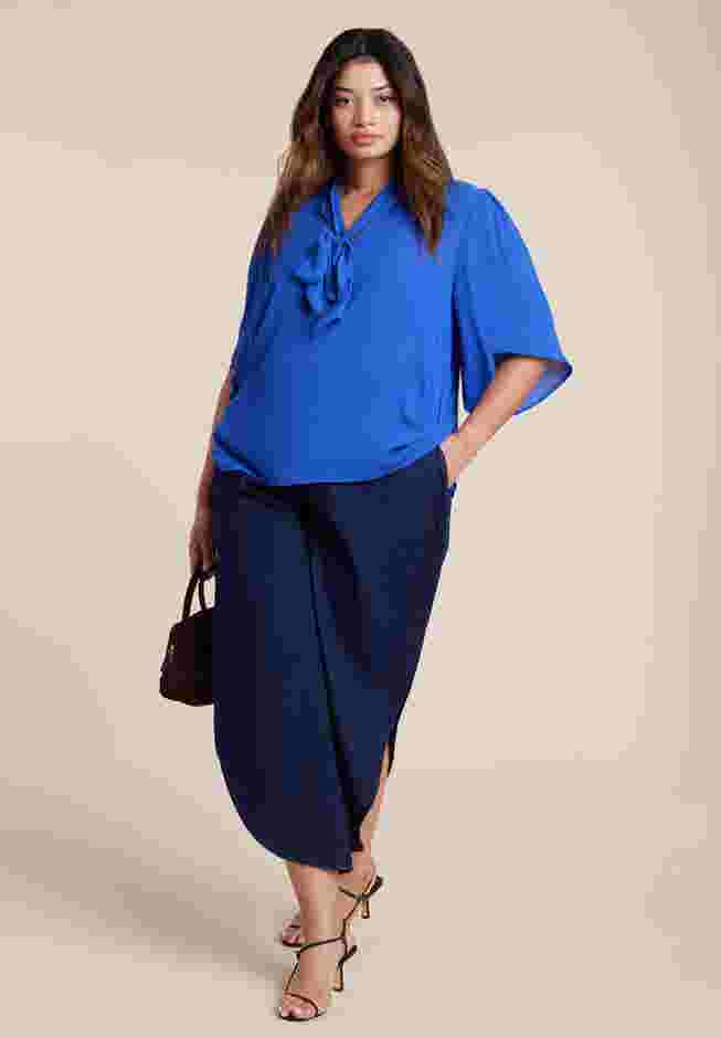 Bow Blouse with Flutter Sleeve image number 3