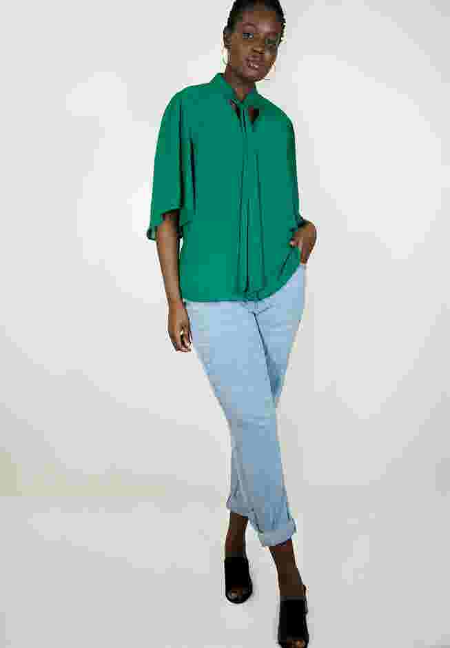 Bow Blouse with Flutter Sleeve image number 2