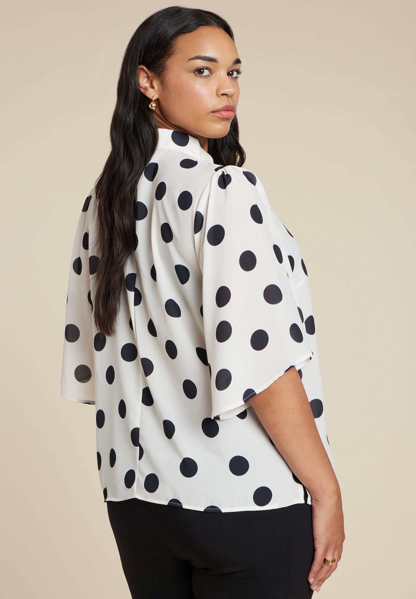 Bow Blouse With Flutter Sleeve image number 1