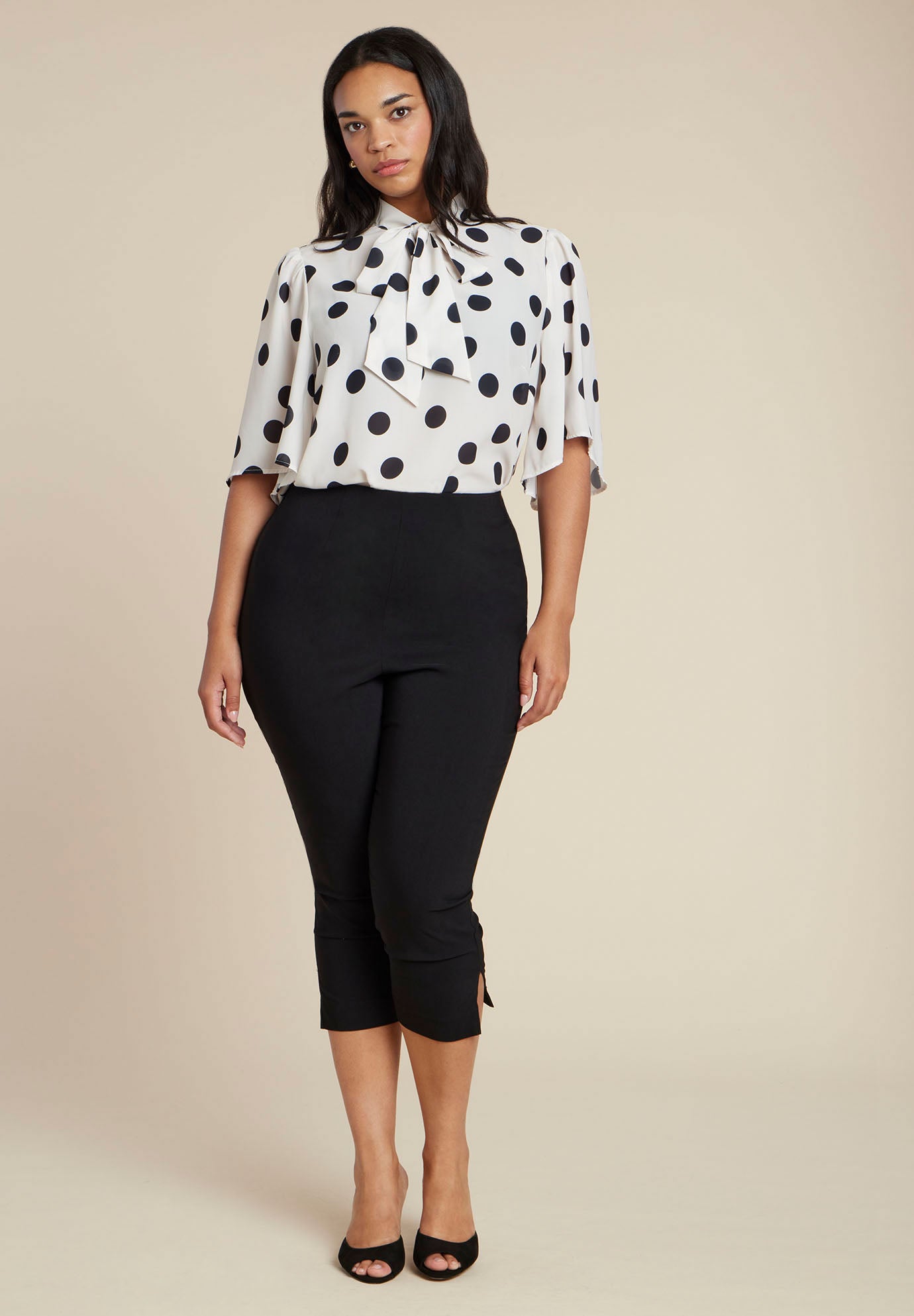 Bow Blouse With Flutter Sleeve image number 3