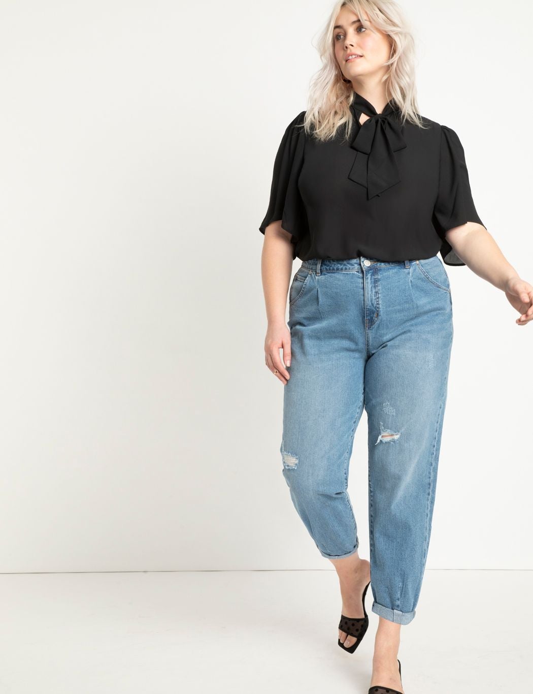 Bow Blouse With Flutter Sleeve image number 2