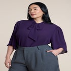 Bow Blouse With Flutter Sleeve image number null