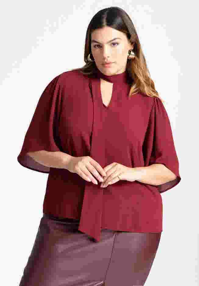 Bow Blouse with Flutter Sleeve image number 0