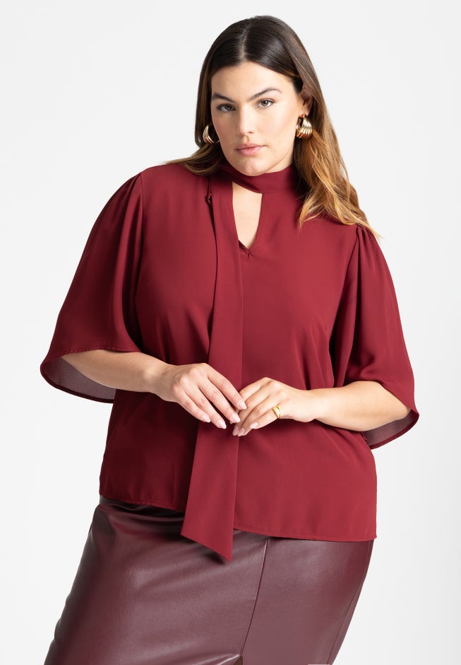 Bow Blouse With Flutter Sleeve image number 0