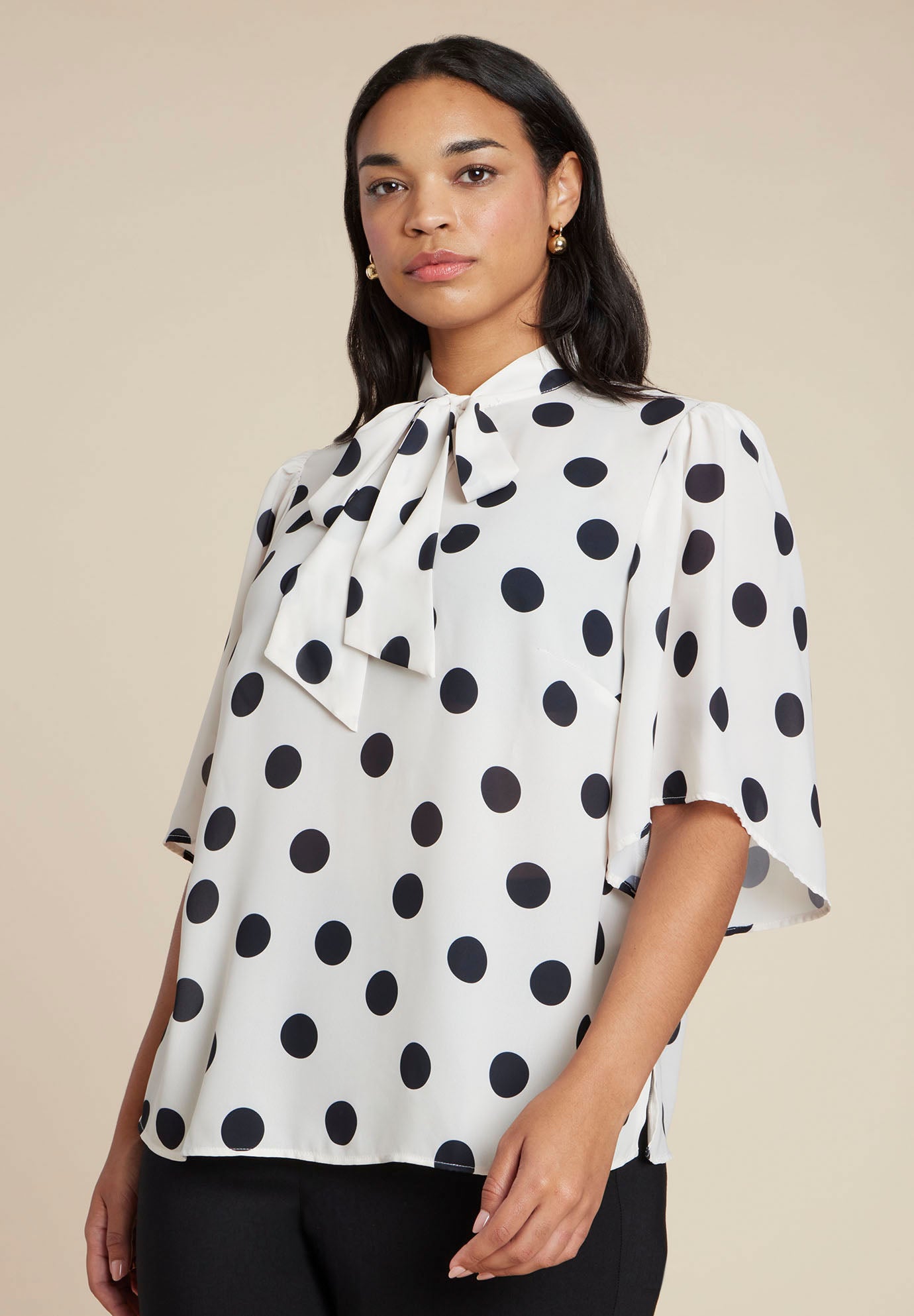 Bow Blouse With Flutter Sleeve image number 0