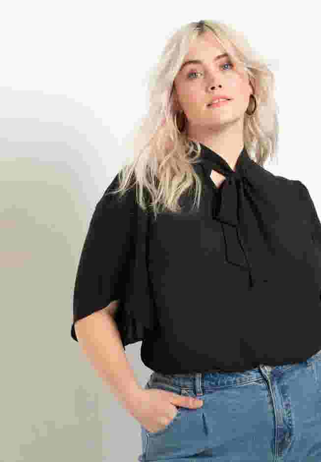 Bow Blouse with Flutter Sleeve image number 0
