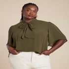 Bow Blouse With Flutter Sleeve image number null