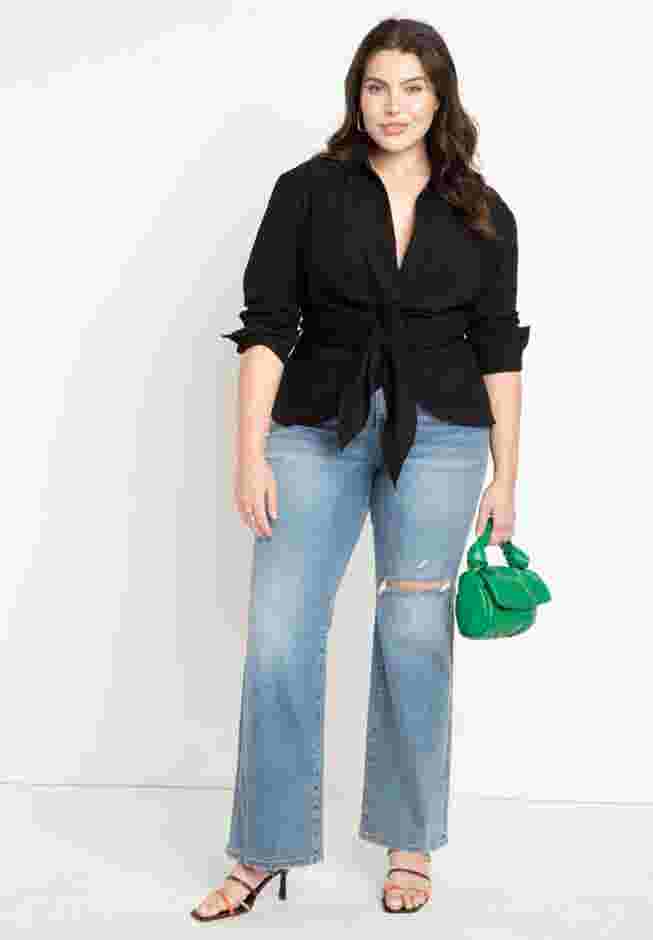 Tie Front Collared Blouse image number 3