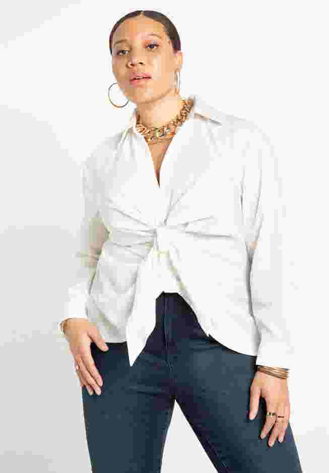 Tie Front Collared Blouse image number 0