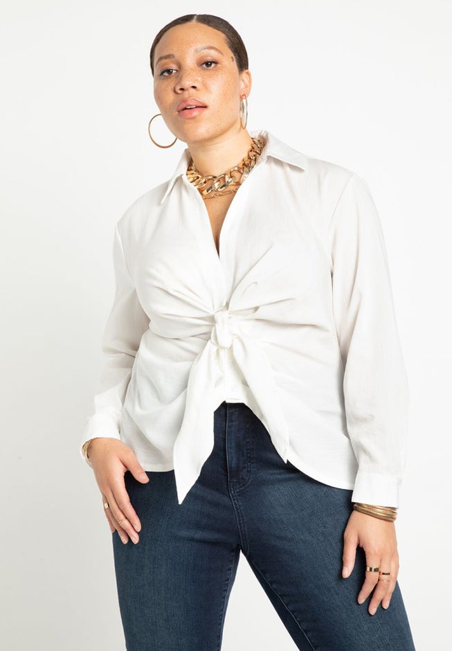 Tie Front Collared Blouse image number null