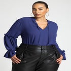 Ruffle Detail Blouse With Ties image number null