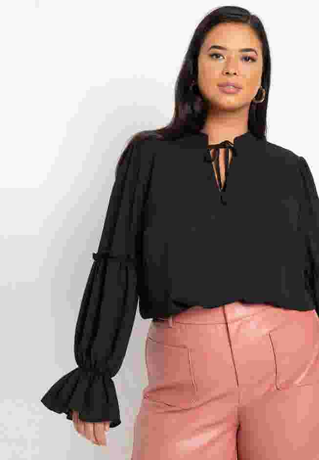 Ruffle Detail Blouse With Ties image number 0