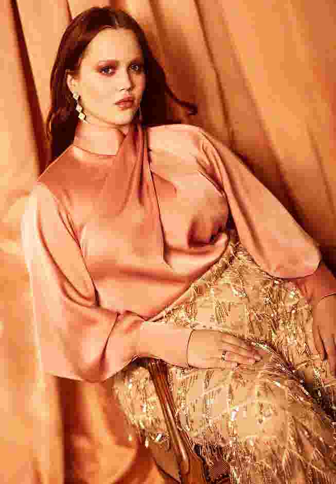 Draped Neck Satin Blouse image number 3
