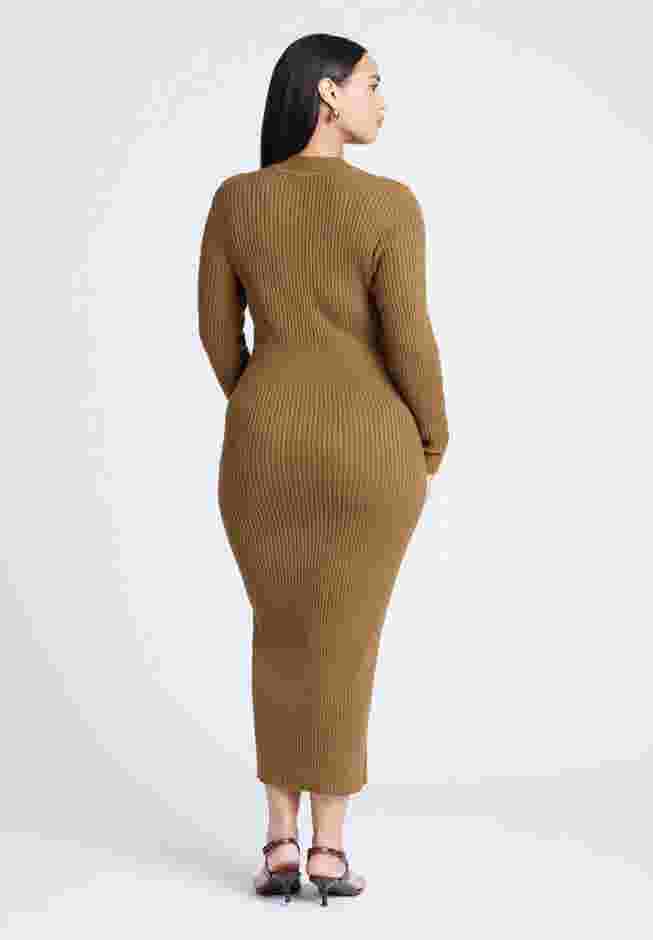 Mock Neck Rib Button Dress image number 1