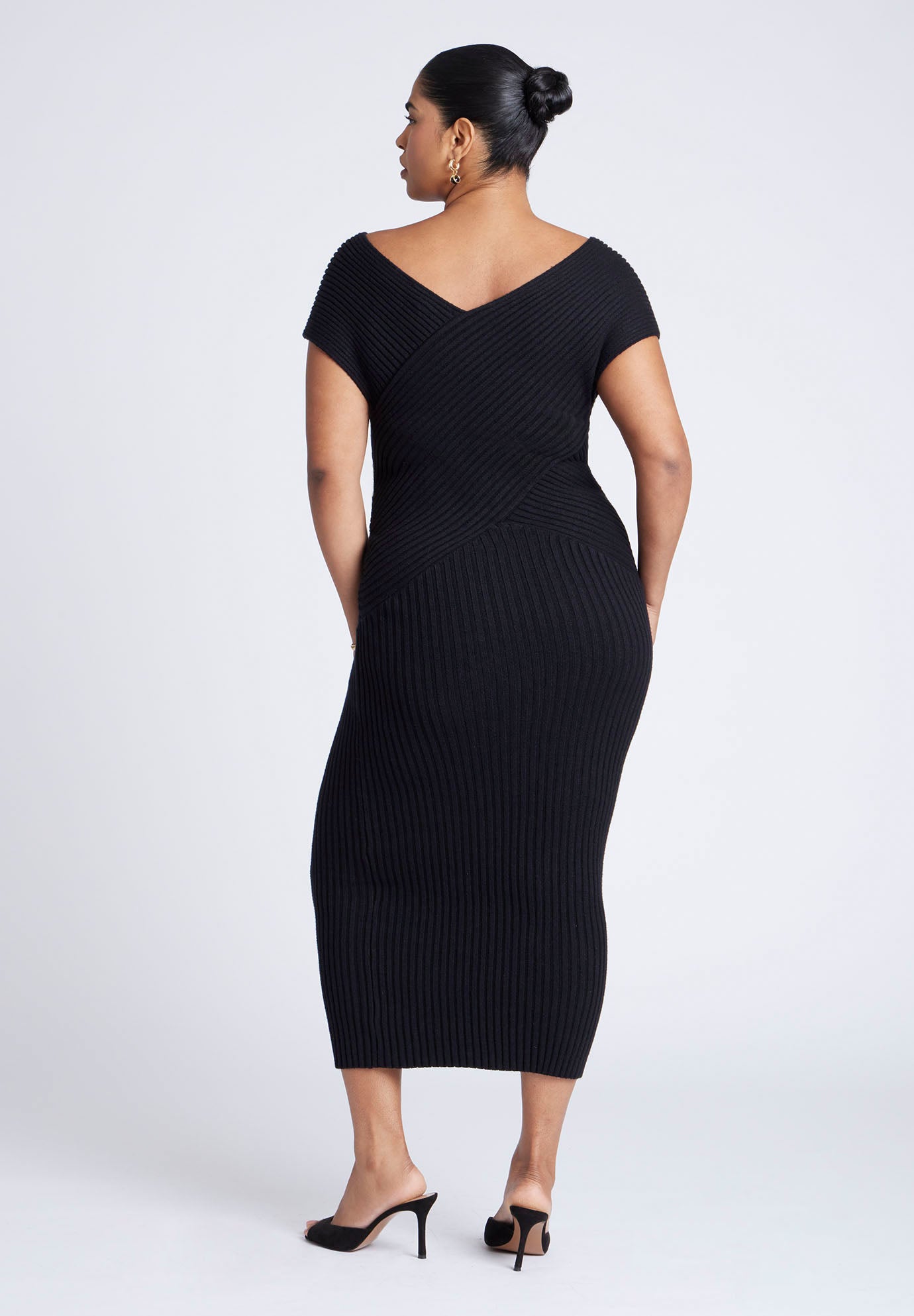 Cross Front Rib Midi Sweater Dress image number 1