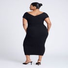 Cross Front Rib Midi Sweater Dress image number null