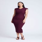 Cross Front Rib Midi Sweater Dress image number null