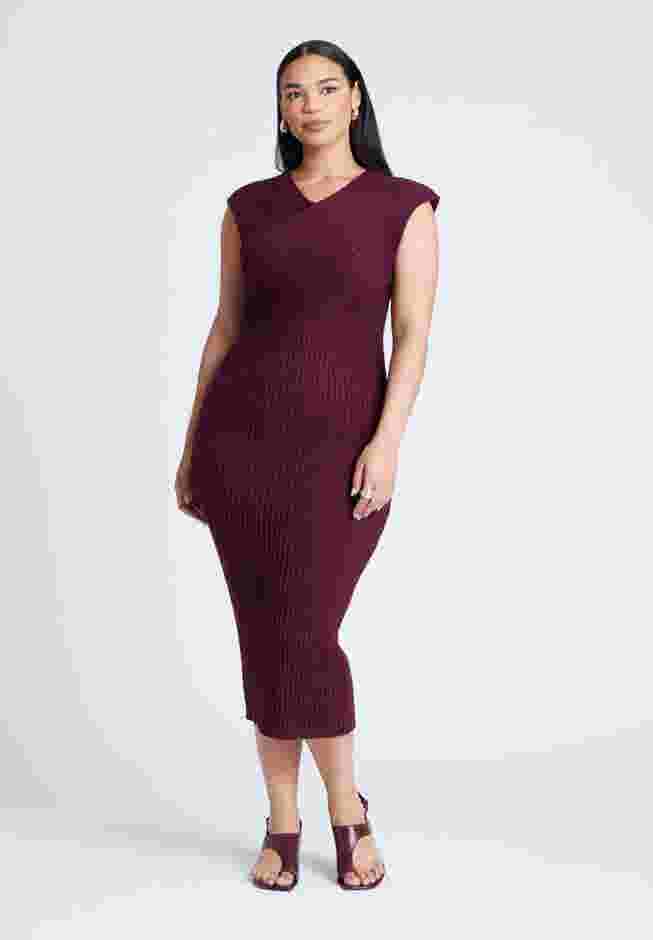 Cross Front Rib Midi Sweater Dress image number 0