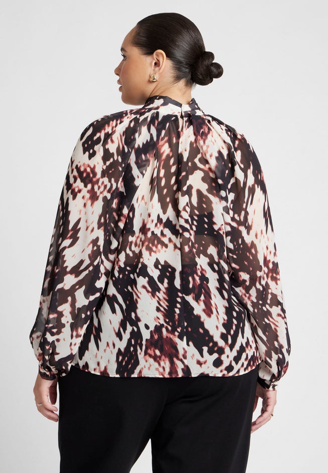 Draped Sleeve Chiffon Top image number null
