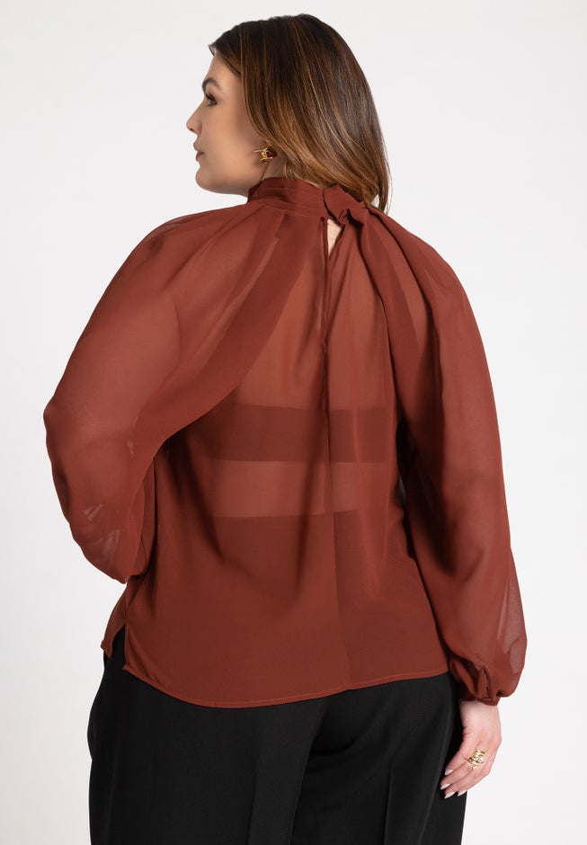 Draped Sleeve Chiffon Top image number null