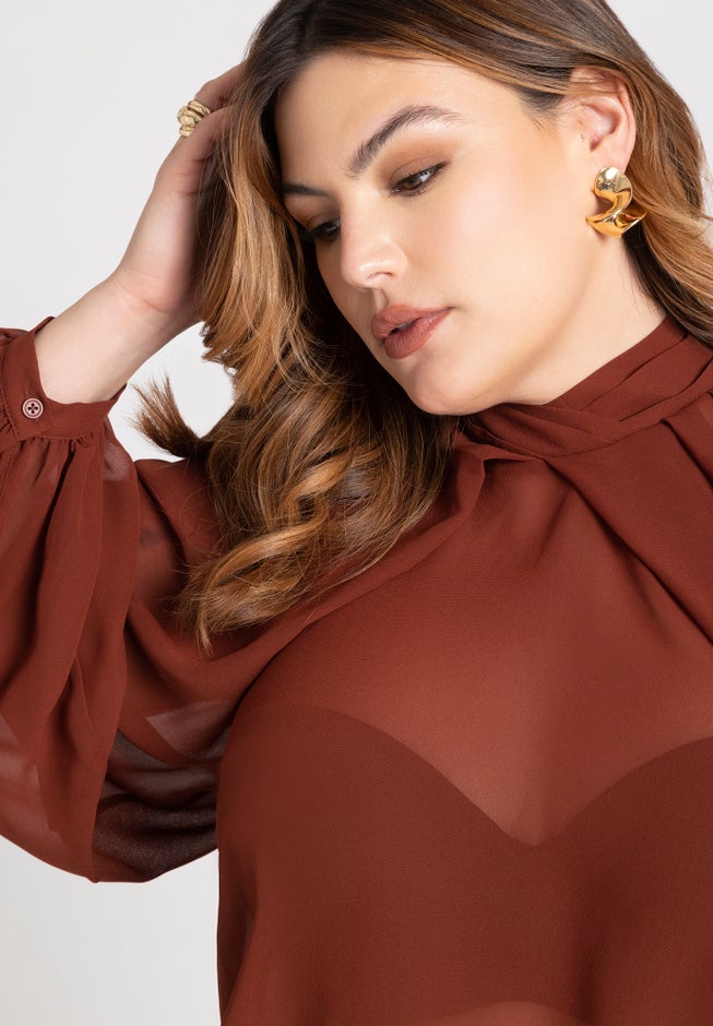 Draped Sleeve Chiffon Top image number null