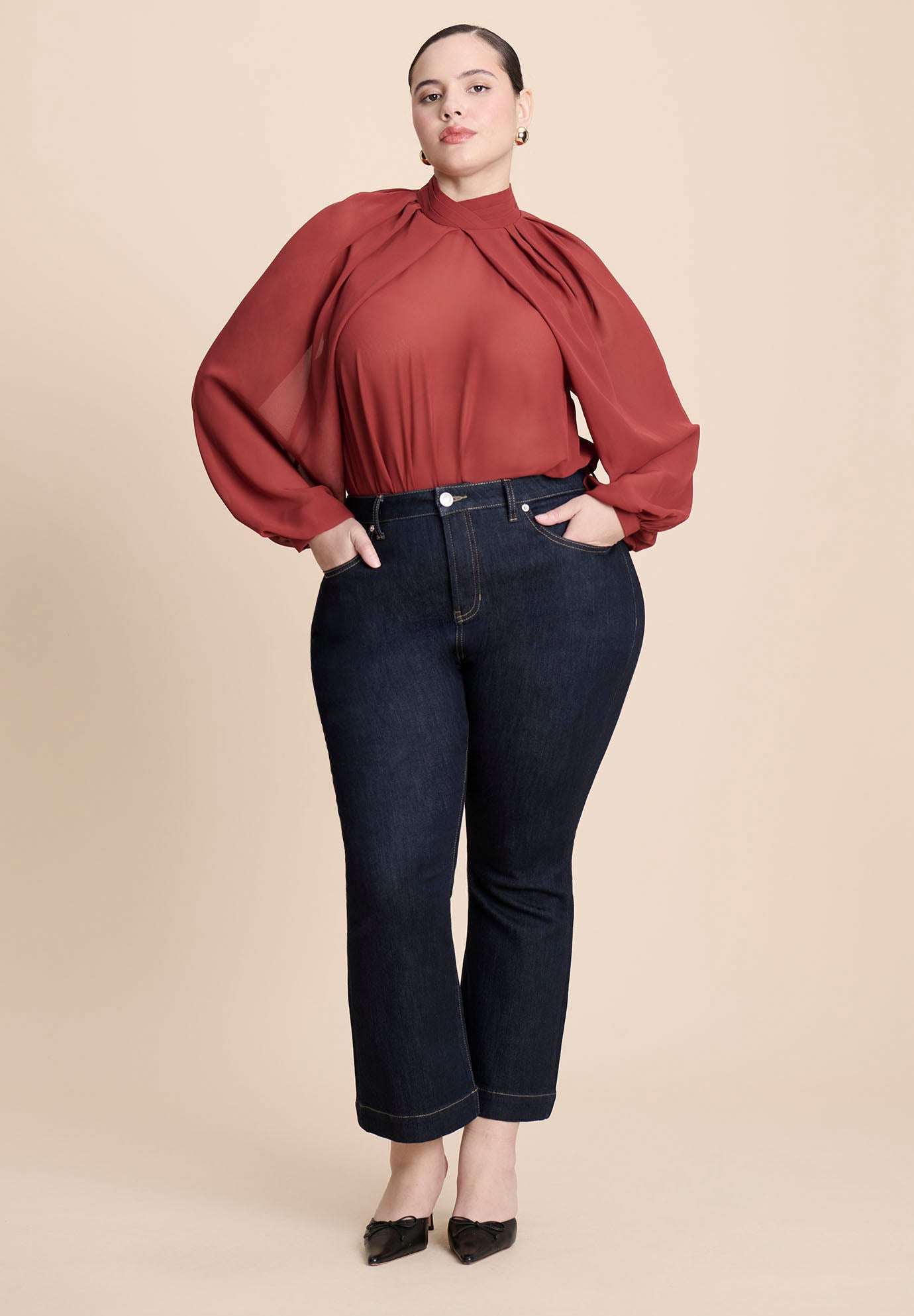 Draped Sleeve Chiffon Top image number 4